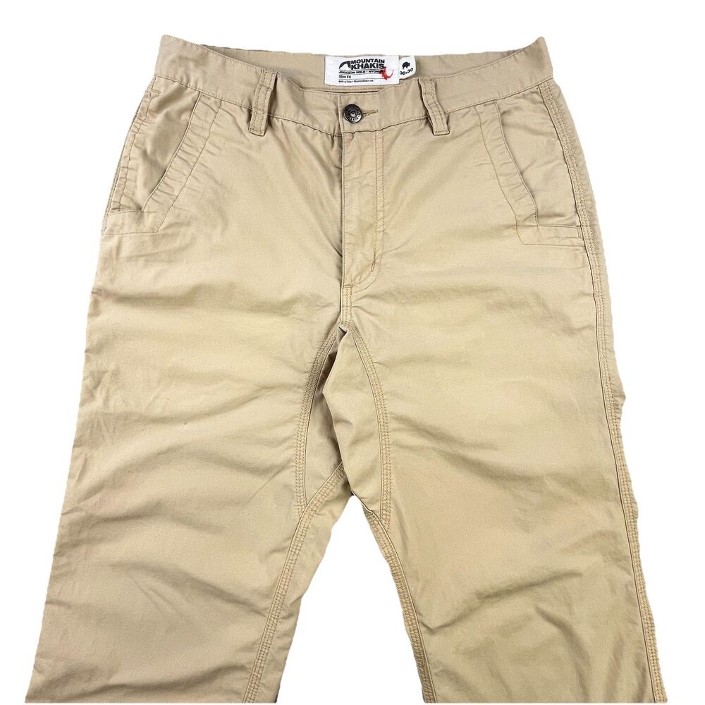 Mountain Khakis Stretch Poplin Pant Men’s 30x30 Tan Slim Fit Lightweight Hiking